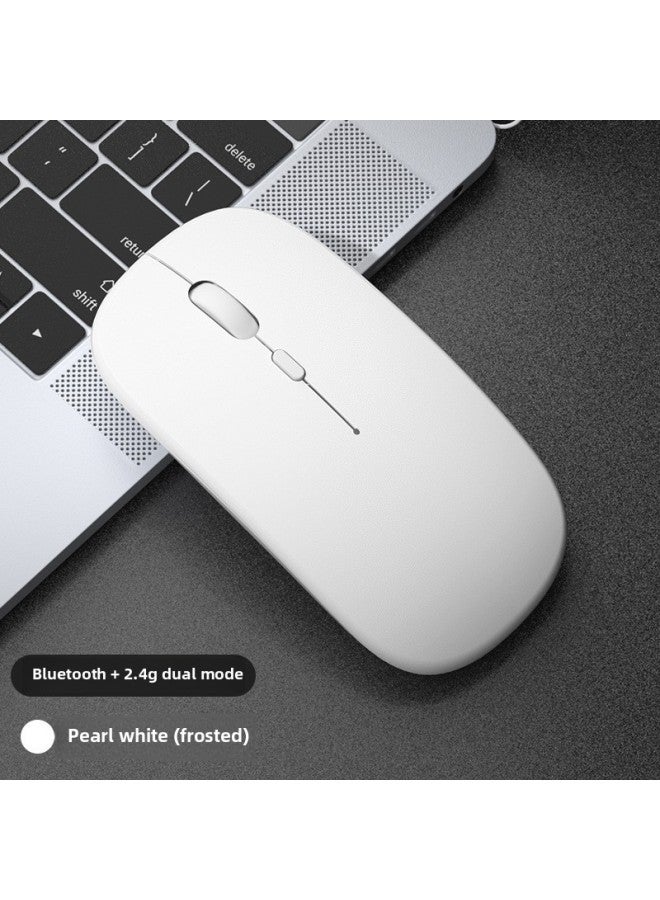 Wireless Bluetooth Mouse Quiet Charging Girl Office Dual-Mode Computer Mac Tablet Unlimited Laptop Mouse-Specification:Pearl White/bluetooth Dual Template 【silent + Rechargeable】 2.4g Wireless + Blu - Image 1